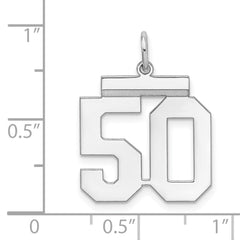 Sterling/Silver Rhodium-plated Polished Number 50 Charm QMS50