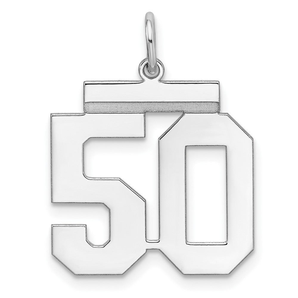 Sterling/Silver Rhodium-plated Polished Number 50 Charm QMS50