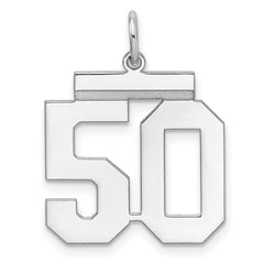 Sterling/Silver Rhodium-plated Polished Number 50 Charm QMS50