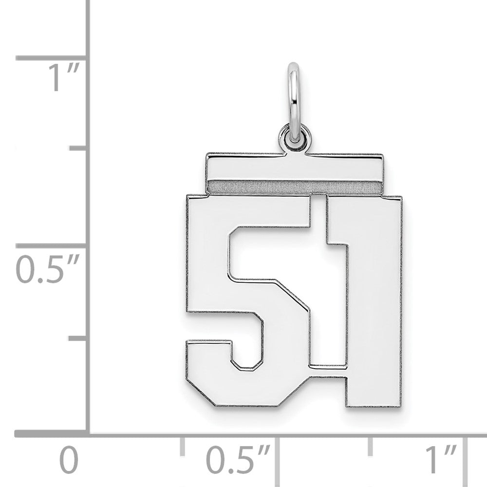 Sterling/Silver Rhodium-plated Polished Number 51 Charm QMS51