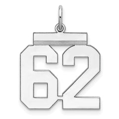 Sterling/Silver Rhodium-plated Polished Number 62 Charm QMS62
