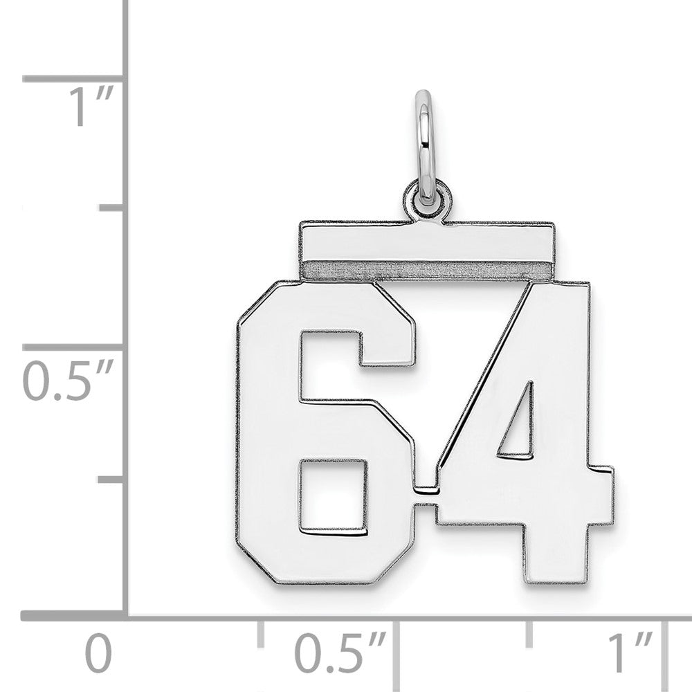 Sterling/Silver Rhodium-plated Polished Number 64 Charm QMS64