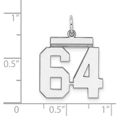 Sterling/Silver Rhodium-plated Polished Number 64 Charm QMS64