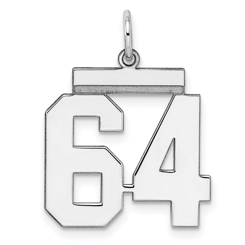 Sterling/Silver Rhodium-plated Polished Number 64 Charm QMS64
