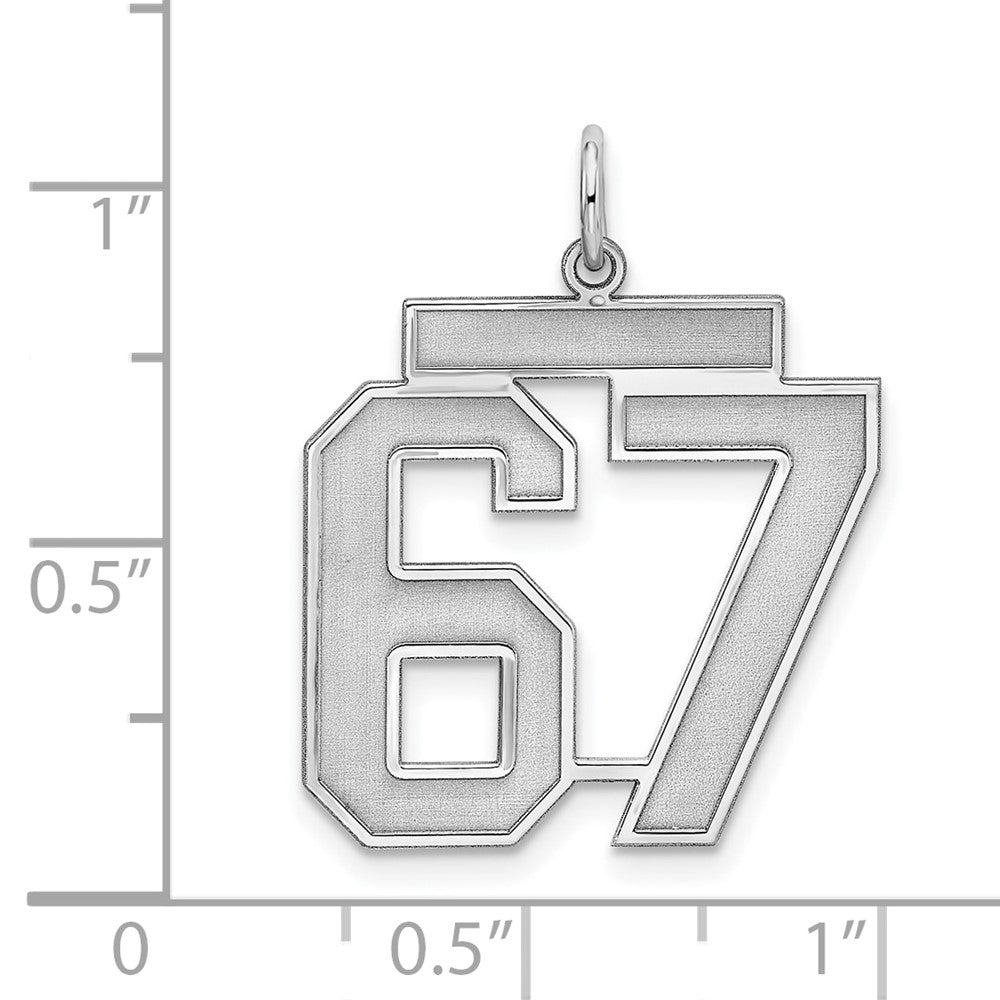 Sterling/Silver Rhodium-plated Polished Number 67 Charm QMS67