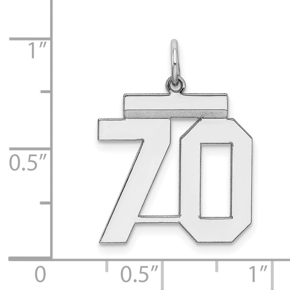 Sterling/Silver Rhodium-plated Polished Number 70 Charm QMS70