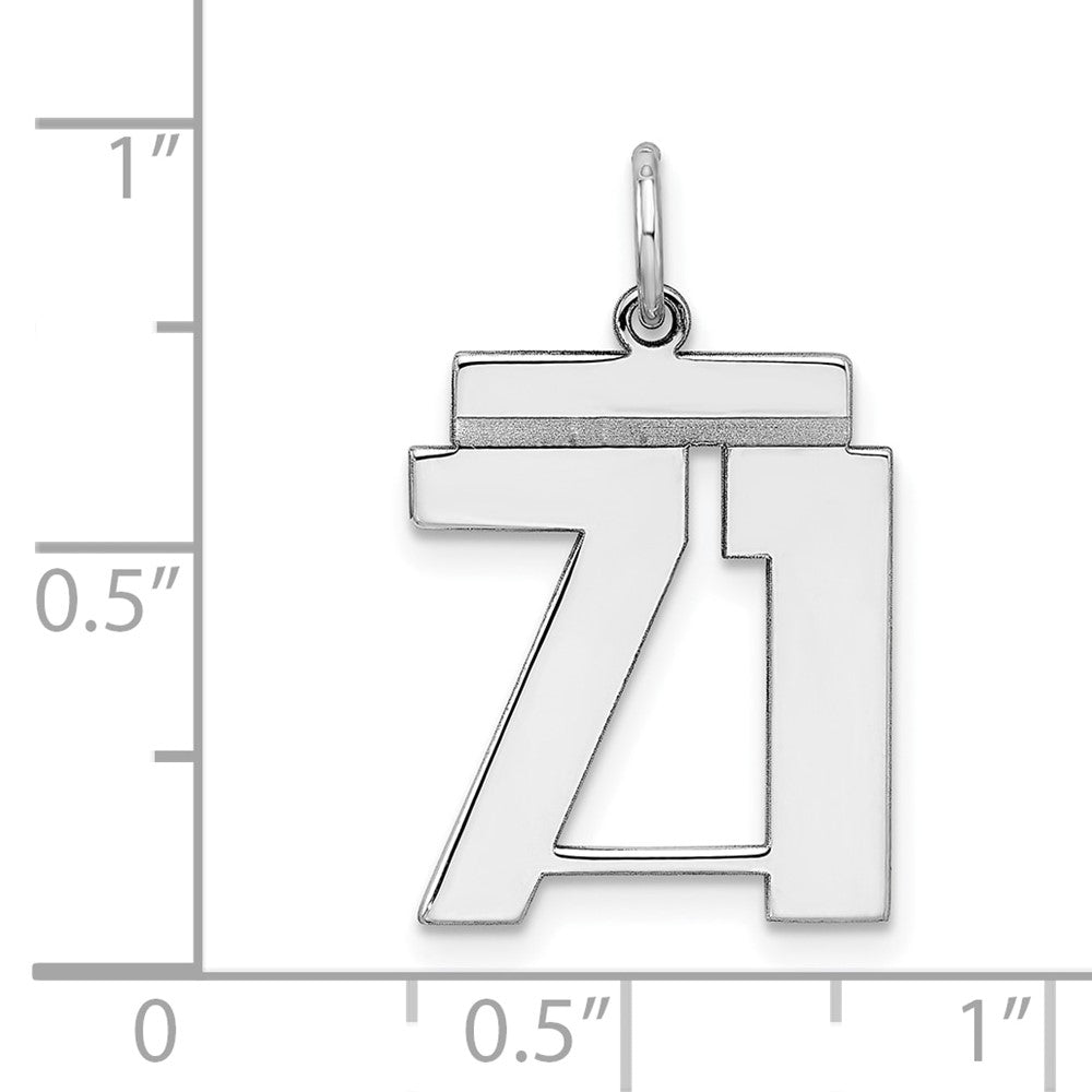 Sterling/Silver Rhodium-plated Polished Number 71 Charm QMS71