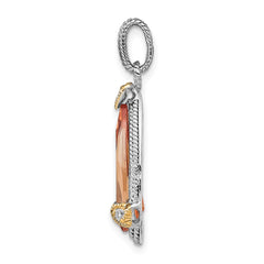 Sterling Silver & Vermeil Rhodium-plated Champagne CZ Pendant QP1035