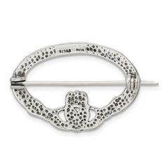 Sterling Silver Antiqued Claddagh Pin QP111