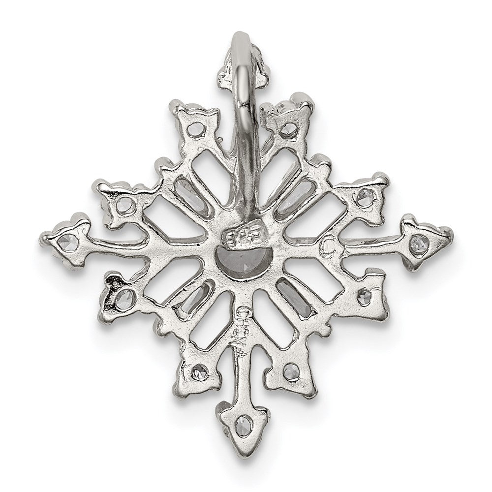 Sterling Silver Rhodium-plated CZ Snowflake Slide QP1124