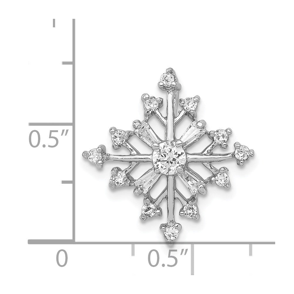 Sterling Silver Rhodium-plated CZ Snowflake Slide QP1124