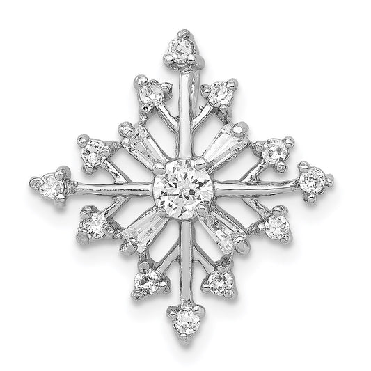 Sterling Silver Rhodium-plated CZ Snowflake Slide QP1124