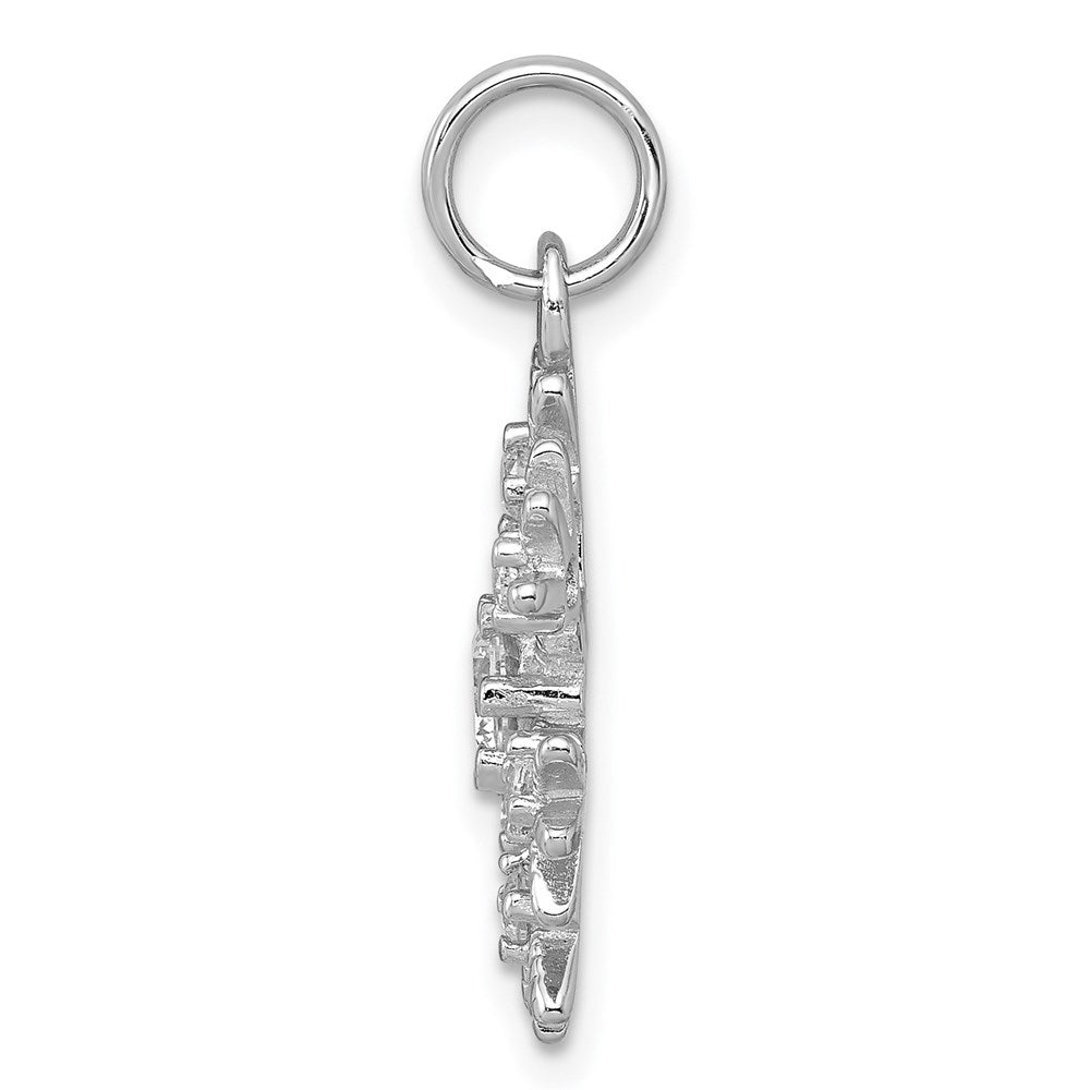 Sterling Silver Rhodium-plated CZ Snowflake Charm QP1125