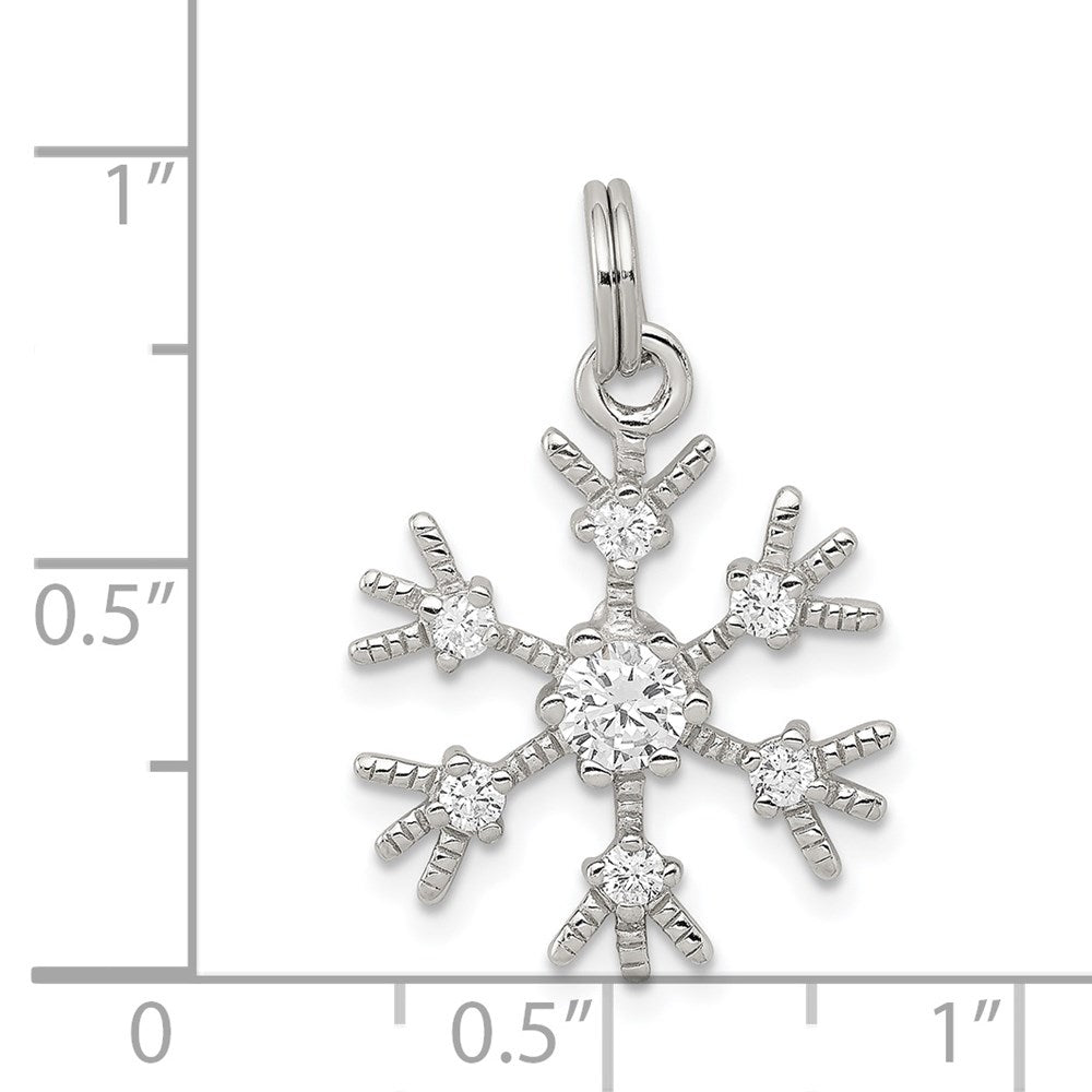 Sterling Silver Rhodium-plated CZ Snowflake Charm QP1125
