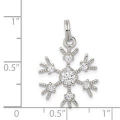 Sterling Silver Rhodium-plated CZ Snowflake Charm QP1125