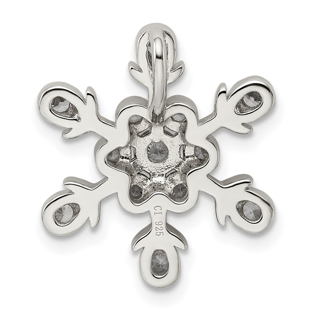 Sterling Silver Rhodium-plated CZ Snowflake Chain Slide QP1127