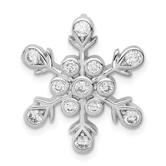 Sterling Silver Rhodium-plated CZ Snowflake Chain Slide QP1127