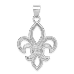Sterling Silver Rhodium-platedCZ Fleur de Lis Pendant QP1147