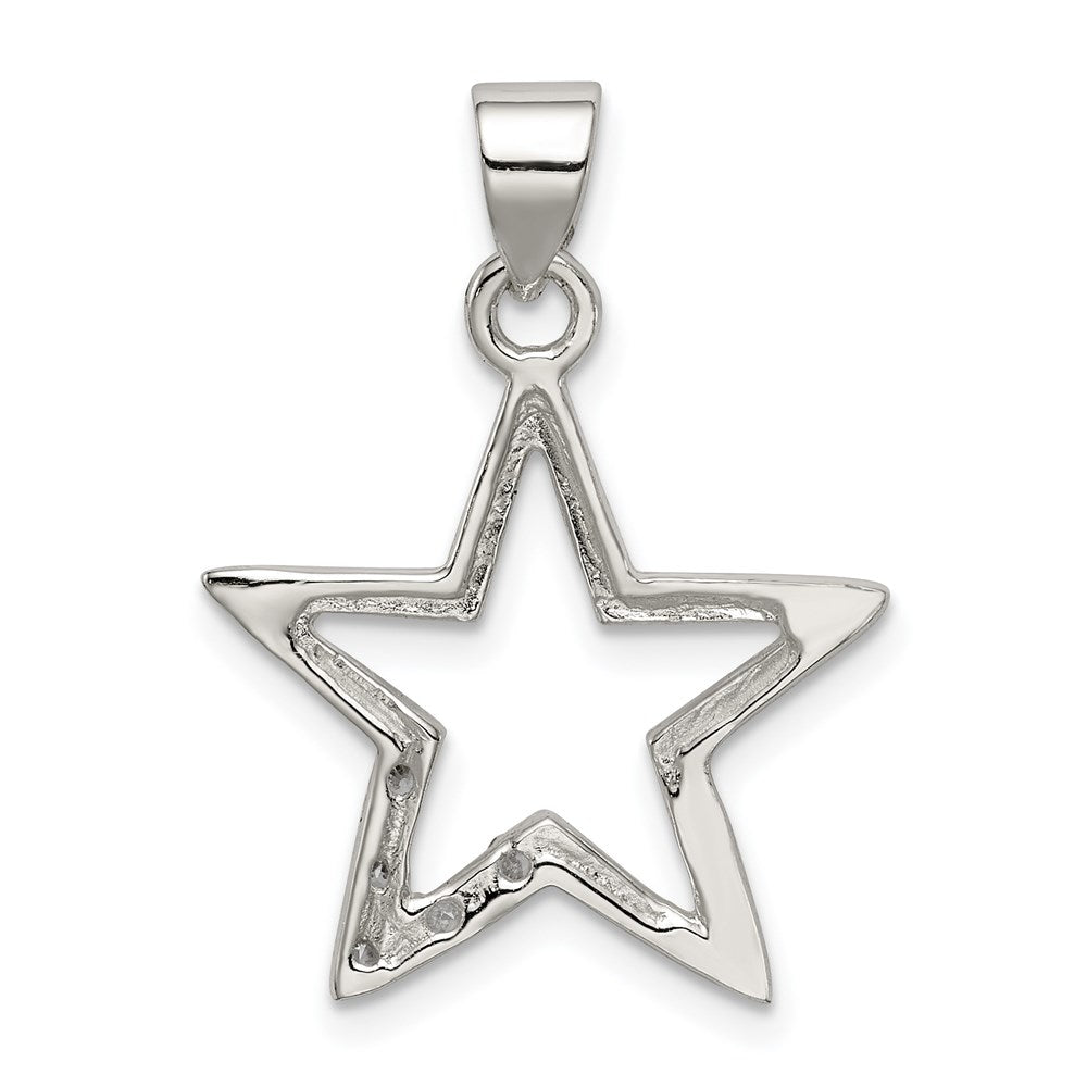 Sterling Silver Rhodium-plated CZ Star Pendant QP1149