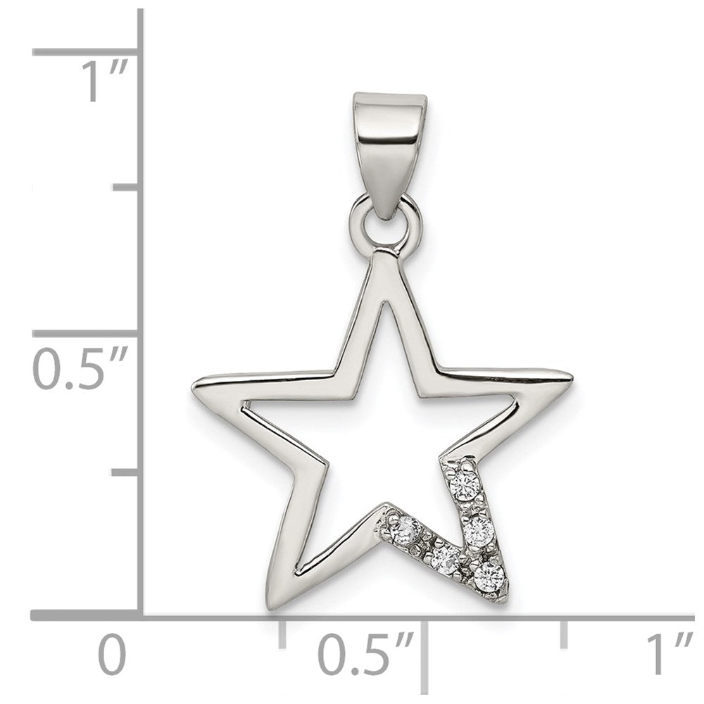 Sterling Silver Rhodium-plated CZ Star Pendant QP1149