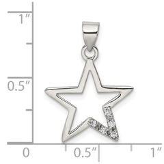 Sterling Silver Rhodium-plated CZ Star Pendant QP1149