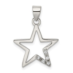 Sterling Silver Rhodium-plated CZ Star Pendant QP1149