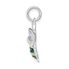Sterling Silver Rhodium-platedGreen & Yellow Enamel Bee Charm QP1153