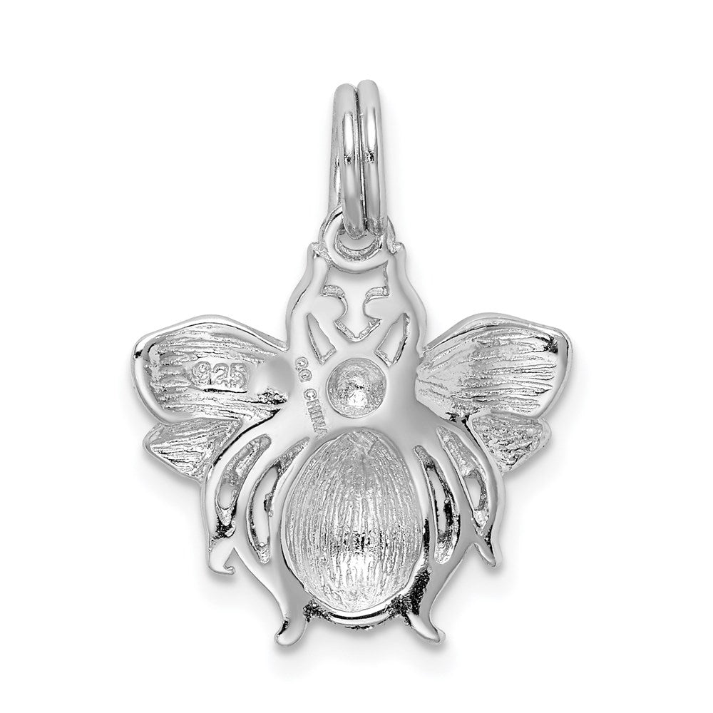 Sterling Silver Rhodium-platedGreen & Yellow Enamel Bee Charm QP1153