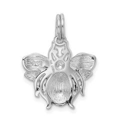 Sterling Silver Rhodium-platedGreen & Yellow Enamel Bee Charm QP1153