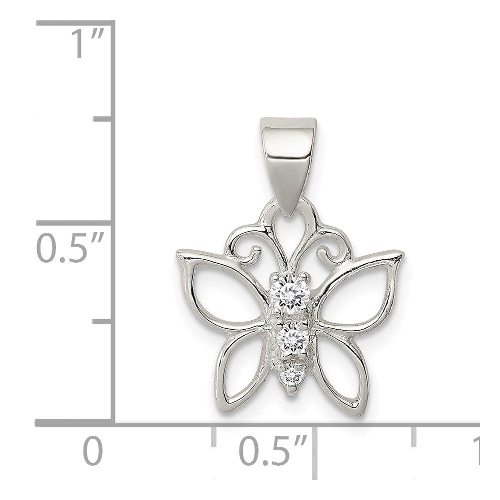 Sterling Silver CZ Butterfly Pendant QP1165