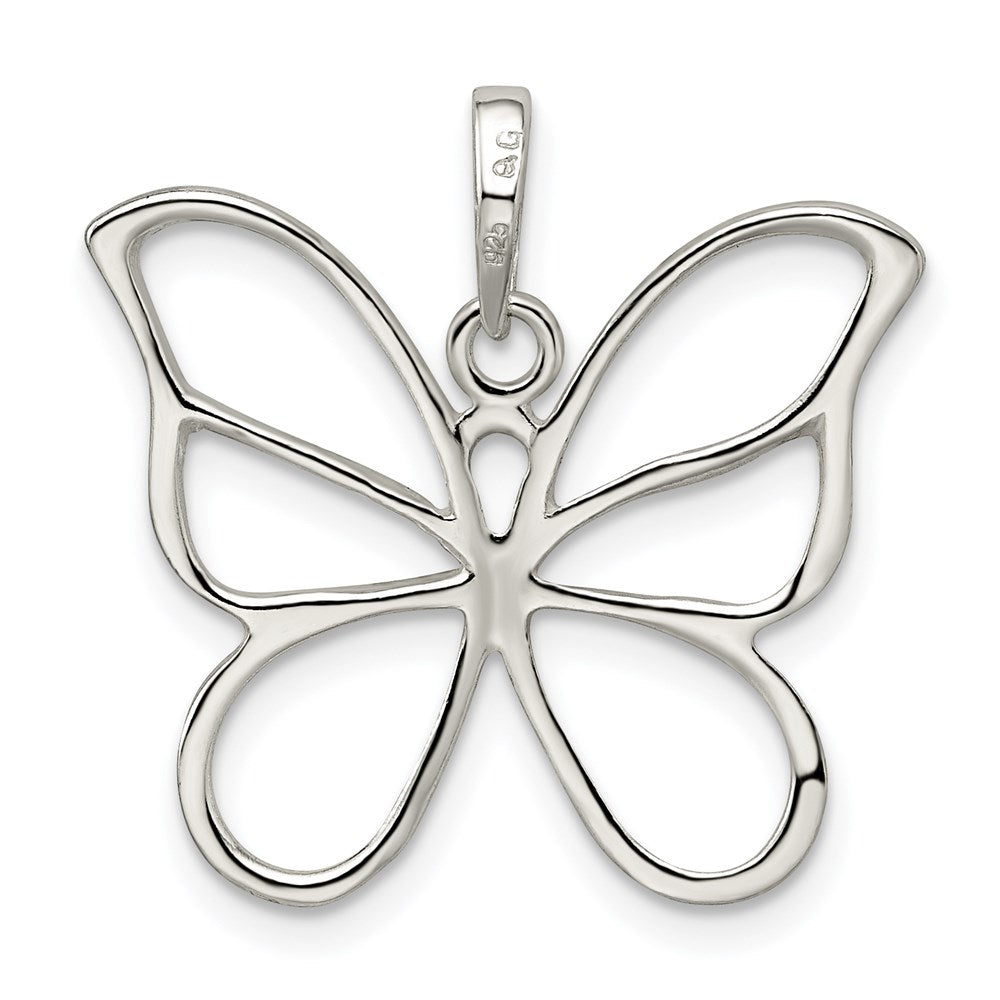 Sterling Silver Polished Butterfly Pendant QP1172