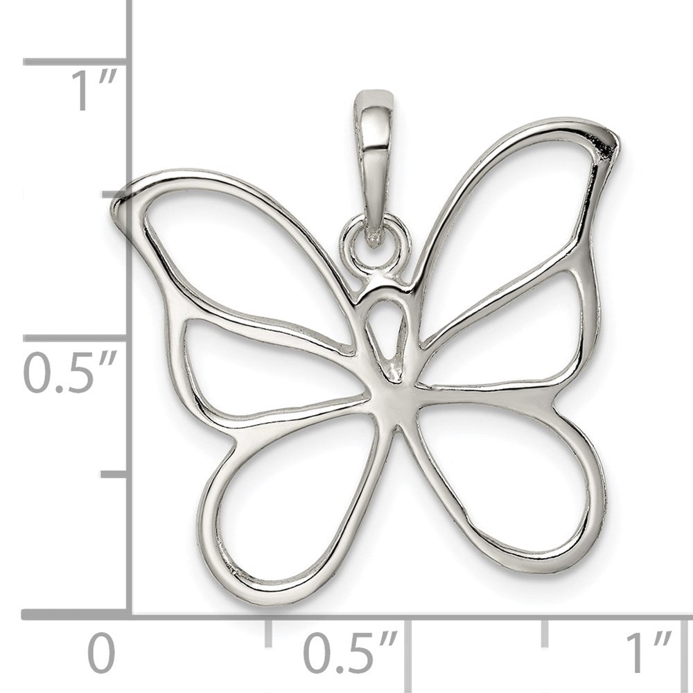 Sterling Silver Polished Butterfly Pendant QP1172