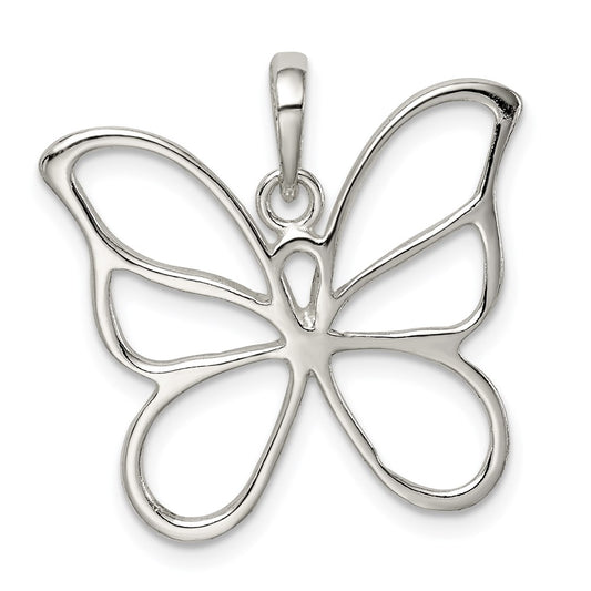 Sterling Silver Polished Butterfly Pendant QP1172