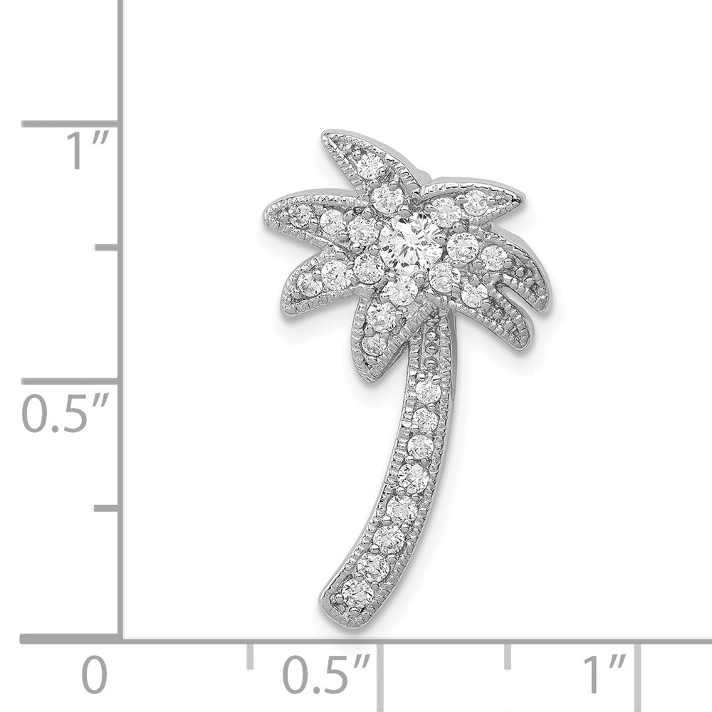Sterling Silver Rhodium-plated CZ Palm Tree Chain Slide QP1183
