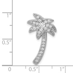 Sterling Silver Rhodium-plated CZ Palm Tree Chain Slide QP1183