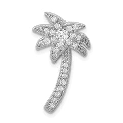 Sterling Silver Rhodium-plated CZ Palm Tree Chain Slide QP1183