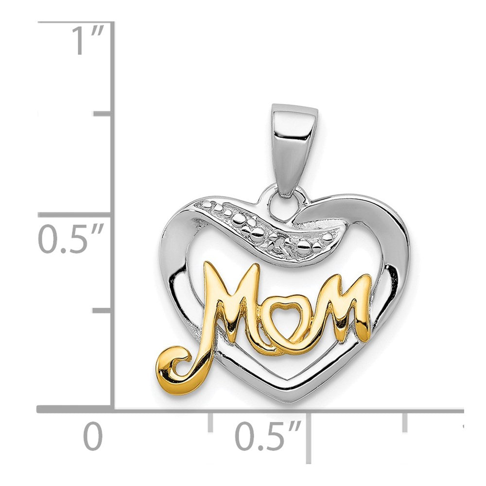 Sterling Silver Vermeil Diamond Mom Pendant QP1187
