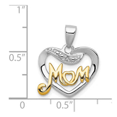 Sterling Silver Vermeil Diamond Mom Pendant QP1187