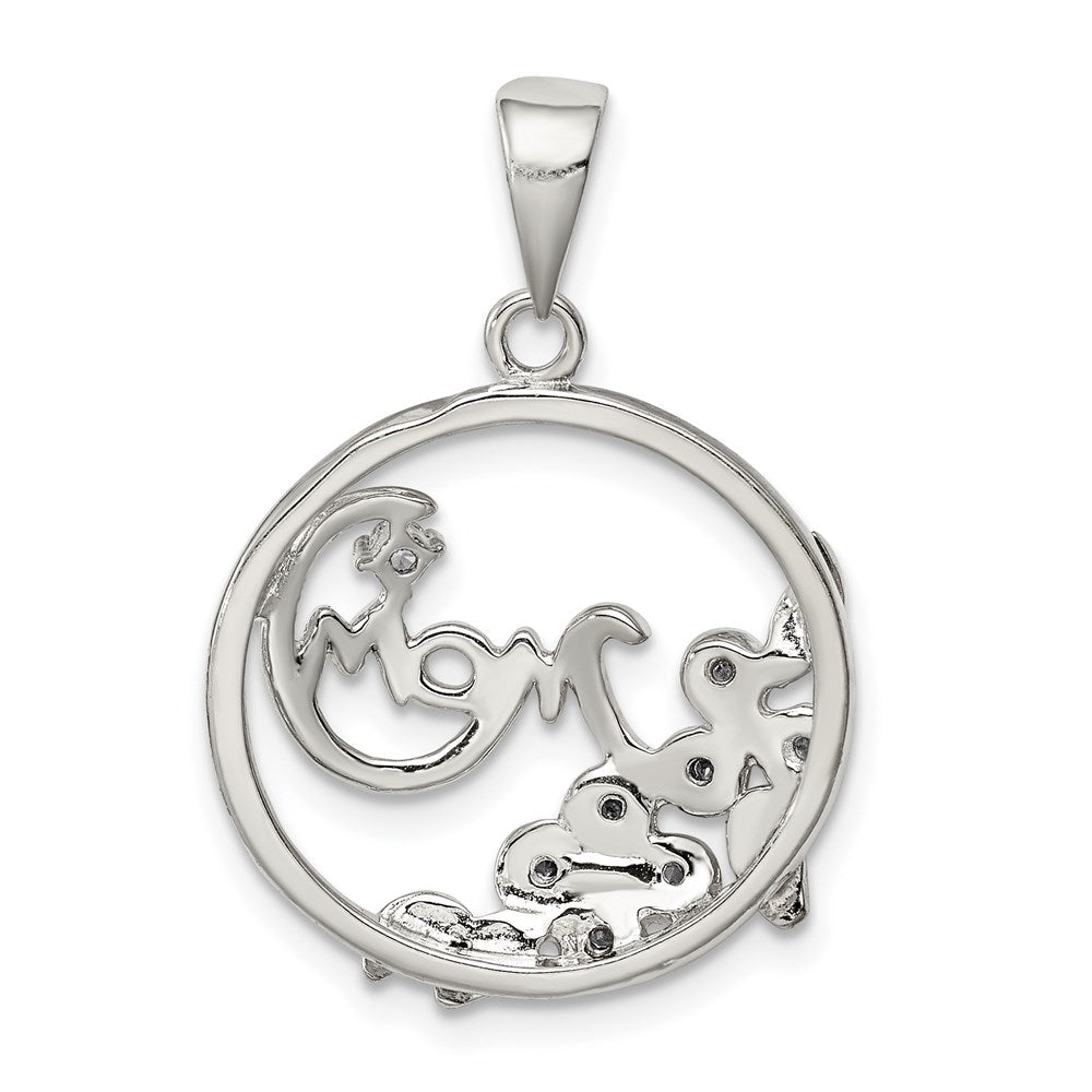 Sterling Silver Vermeil CZ Mom Pendant QP1188