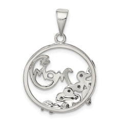 Sterling Silver Vermeil CZ Mom Pendant QP1188