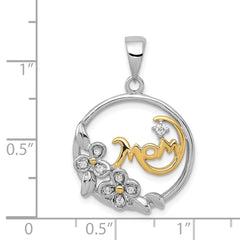 Sterling Silver Vermeil CZ Mom Pendant QP1188