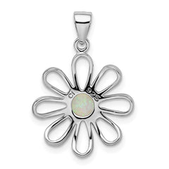 Sterling Silver rhodium Plated Created Opal Daisy Slide QP1192