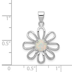 Sterling Silver rhodium Plated Created Opal Daisy Slide QP1192