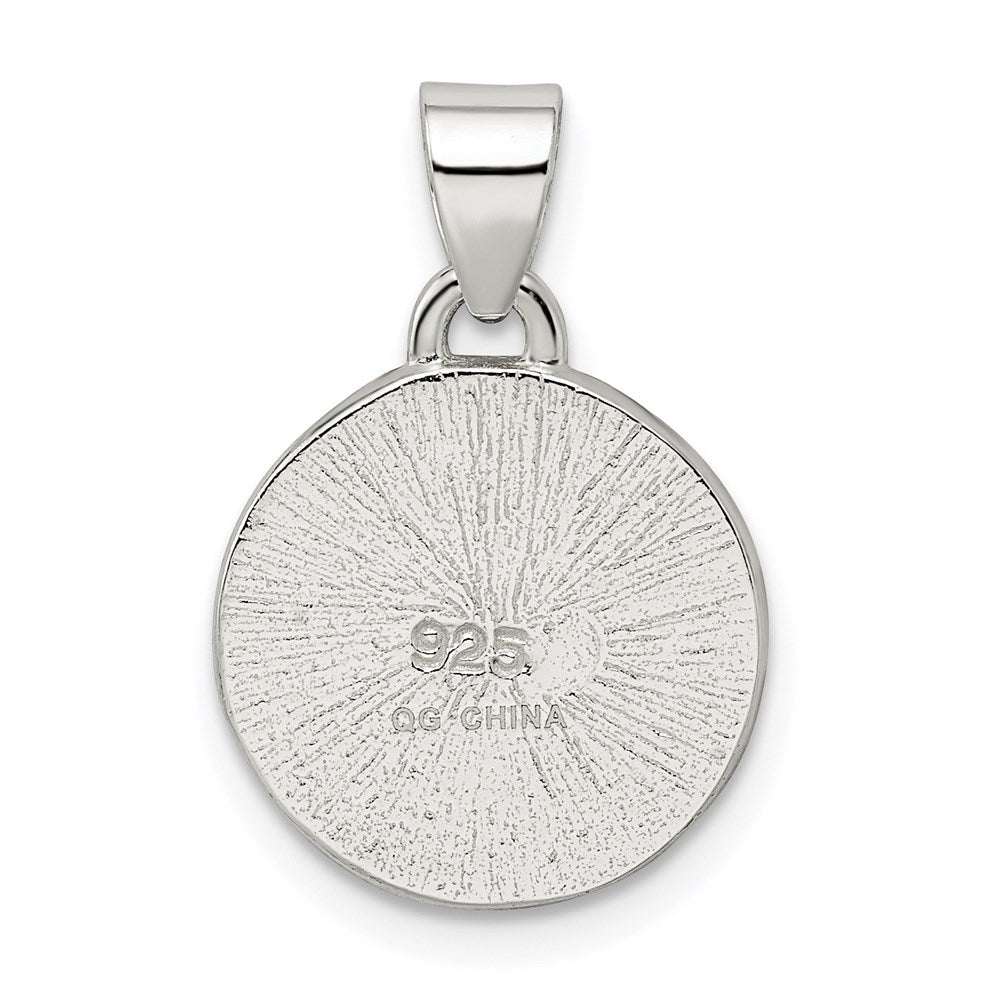 Sterling Silver 4 Leaf Clover Clear Enamel Pendant QP1225