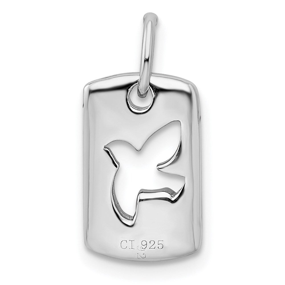 Sterling Silver Rhodium Plated CZ Peace Dove Charm QP1242