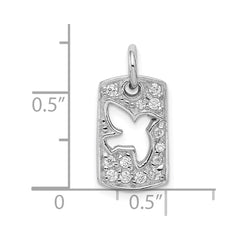Sterling Silver Rhodium Plated CZ Peace Dove Charm QP1242