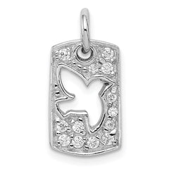 Sterling Silver Rhodium Plated CZ Peace Dove Charm QP1242