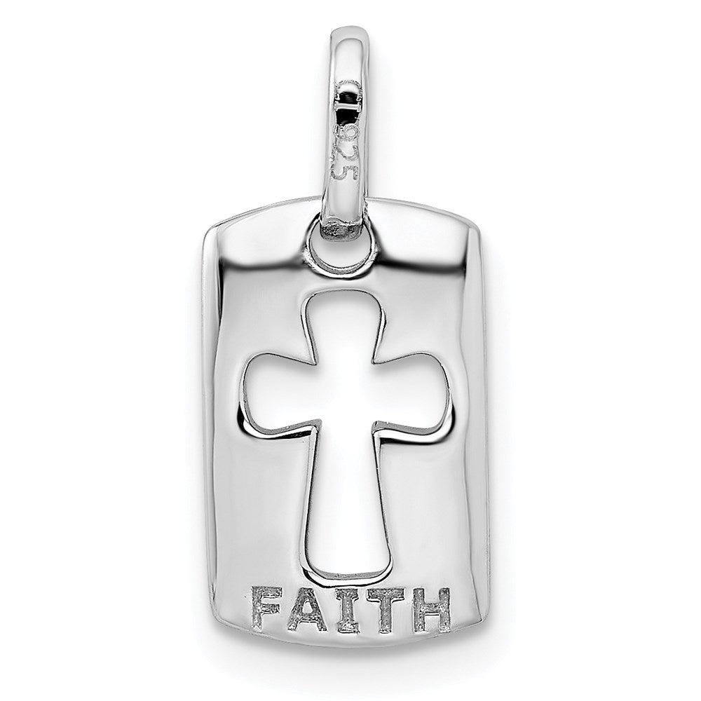 Sterling Silver Rhodiulm Plated Faith CZ Open Cross Charm QP1243