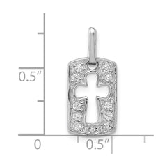 Sterling Silver Rhodiulm Plated Faith CZ Open Cross Charm QP1243