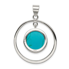 Sterling Silver Circle Turquoise Pendant QP1319